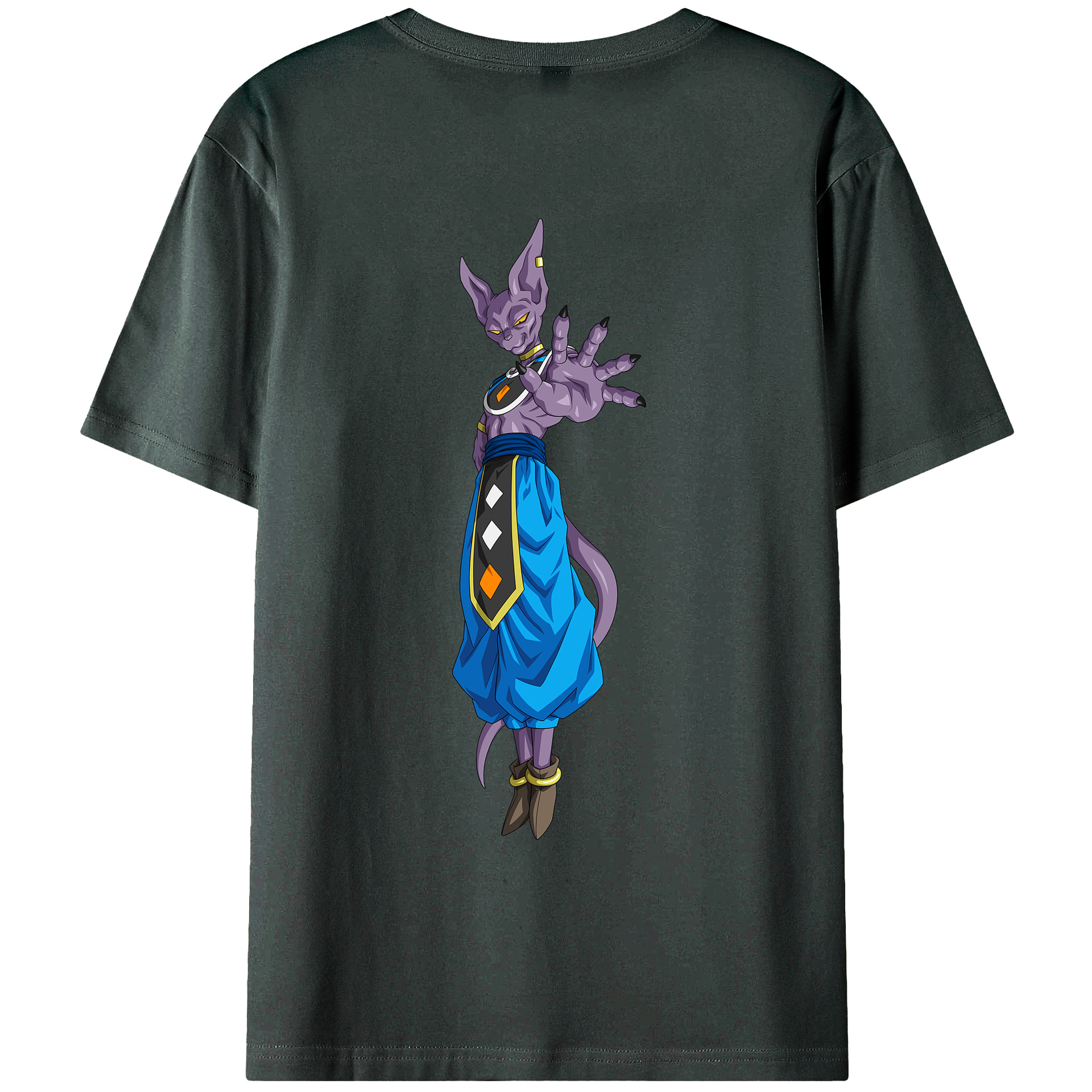 （画像用） ドラゴンボール ビルス 破壊神ビルス DRAGON BALL Beerus Birusu 綿100％ メンズ半袖Tシャツ（バックプリント） 通気性